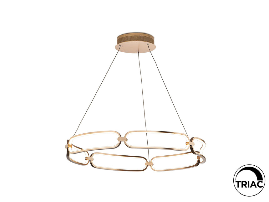 Lámpara de techo colgante Schuller Colette oro rosa 3000K Ø80cm ambiente