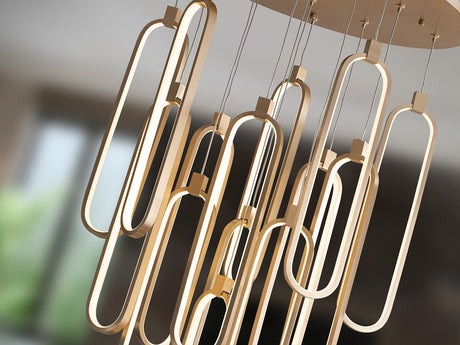 Lámpara de techo colgante Schuller Colette grande 14 luces oro rosa regulable con mando 787433D vista 4