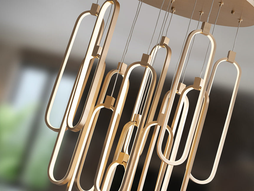 Lámpara de techo colgante Schuller Colette grande 14 luces oro rosa regulable con mando 787433D vista 4