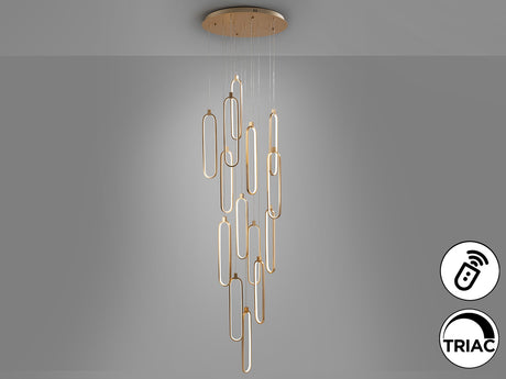 Lámpara de techo colgante Schuller Colette grande 14 luces oro rosa regulable con mando 787433D vista 7