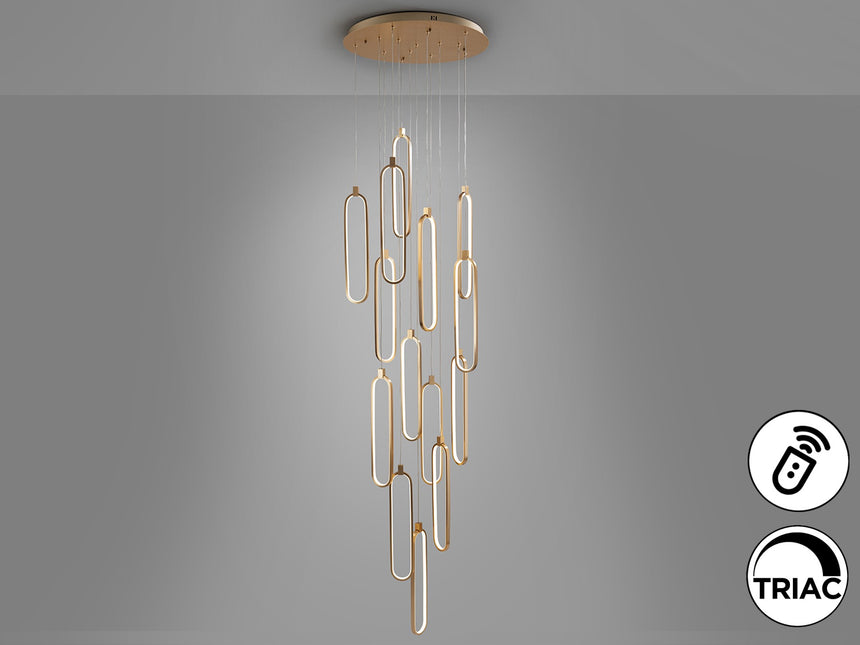 Lámpara de techo colgante Schuller Colette grande 14 luces oro rosa regulable con mando 787433D vista 7