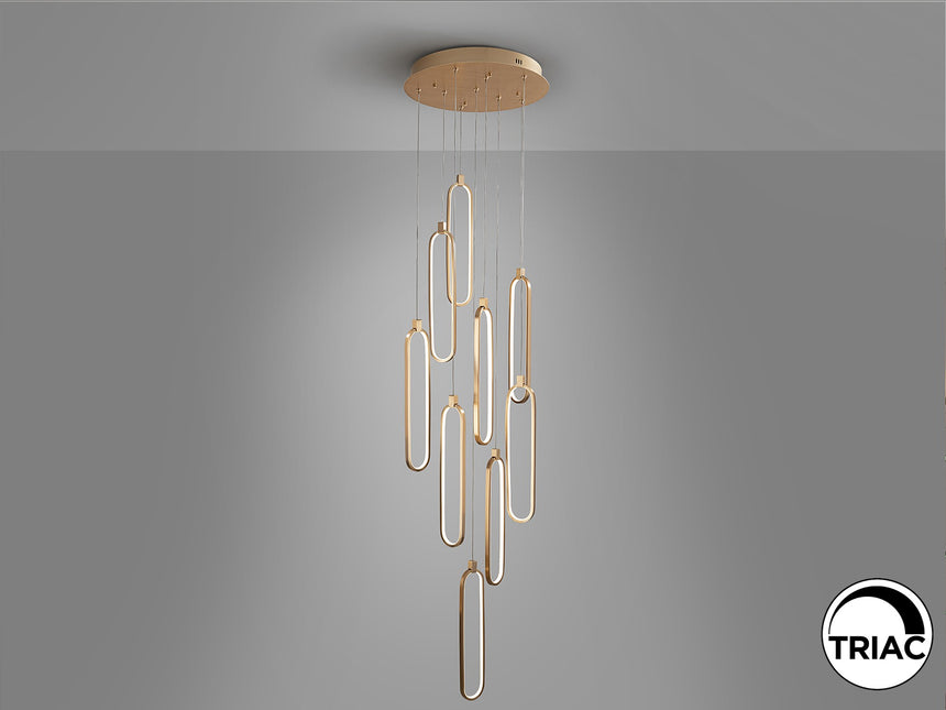 Lámpara de techo colgante Schuller Colette 9 luces oro rosa 3000K Ø50cm vista 7