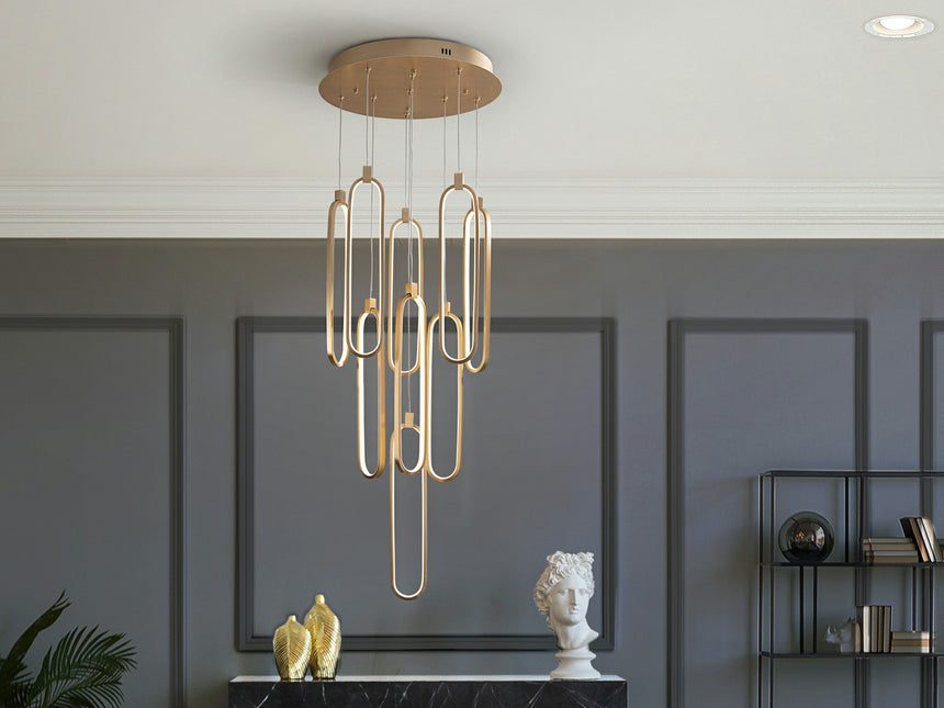 Lámpara de techo colgante Schuller Colette 9 luces oro rosa 3000K Ø50cm 787594