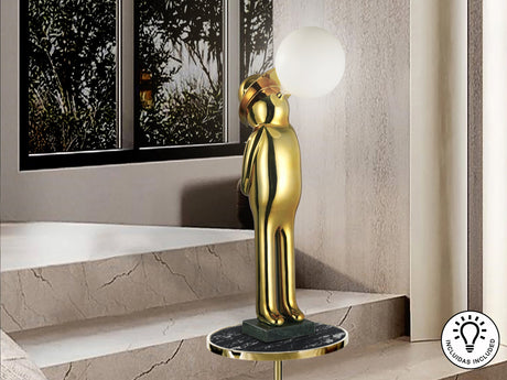Lámpara de pie escultura bolas Schuller Mr Bubble 1 luz oro brillo 3000K 82cm