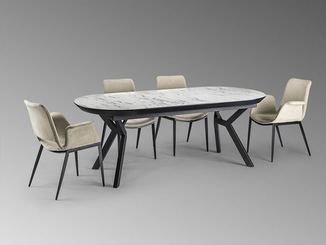 Mesa de comedor Schuller Antea negro y blanco extensible 206x78cm vista 3
