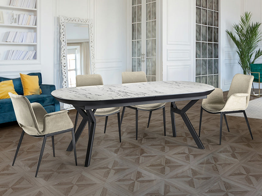 Mesa de comedor Schuller Antea negro y blanco extensible 206x78cm 789228