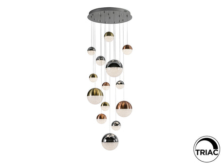 Lámpara de techo colgante Schuller Sphere grande cobre y latón regulable con mando 793258D ambiente