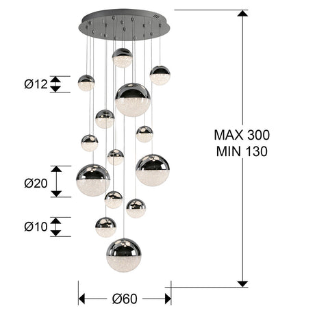 Schuller Sphere 793269B lámpara 14 luces LED cromo 60cm regulable