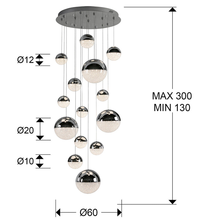 Schuller Sphere Lámpara 14 luces LED cromo 60cm regulable 793269B