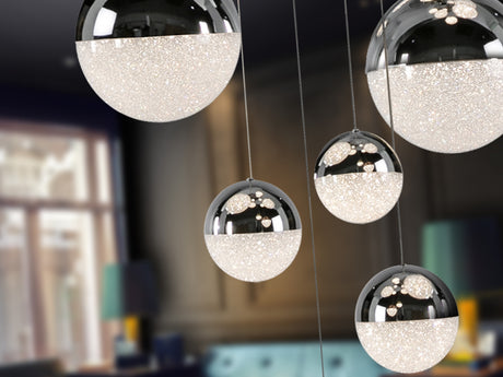 Lámpara de techo colgante bolas Schuller Sphere grande 14 luces cromo 3000K regulable 793269D vista 2