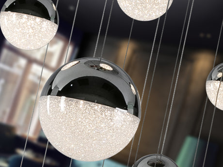 Lámpara de techo colgante bolas Schuller Sphere grande 14 luces cromo 3000K regulable 793269D vista 3