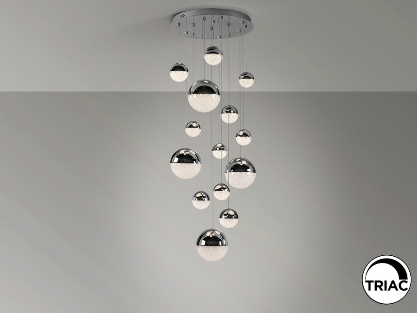 Lámpara de techo colgante bolas Schuller Sphere grande 14 luces cromo 3000K regulable 793269D vista 4