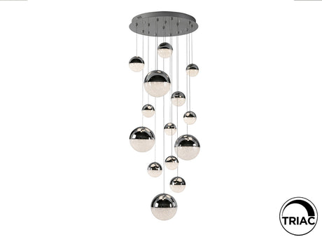 Lámpara de techo colgante bolas Schuller Sphere grande 14 luces cromo 3000K regulable 793269D ambiente
