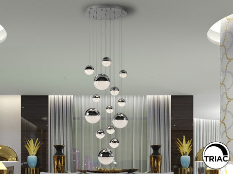 Lámpara de techo colgante bolas Schuller Sphere grande 14 luces cromo 3000K regulable 793269GD