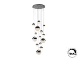 Lámpara de techo colgante bolas Schuller Sphere grande 14 luces cromo 3000K regulable 793269GD ambiente