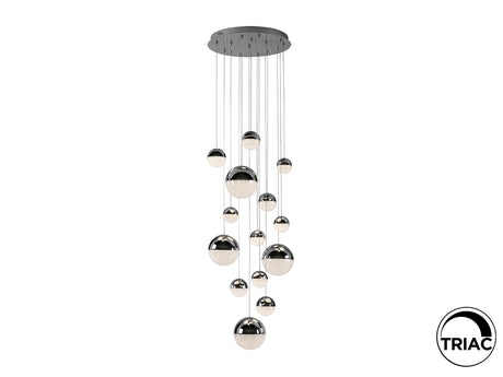 Lámpara de techo colgante bolas Schuller Sphere grande 14 luces cromo 3000K regulable 793269GD ambiente