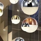 Schuller Sphere Lámpara de techo colgante 27 luces Ø80 cobre, latón satinado y cromo 793960D