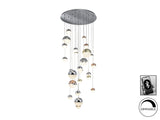 Lámpara de techo colgante Schuller Sphere grande cromo y latón regulable con mando 793960B ambiente