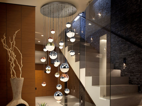 Lámpara de techo colgante Schuller Sphere grande 27 luces cromo y latón CCT 793960K