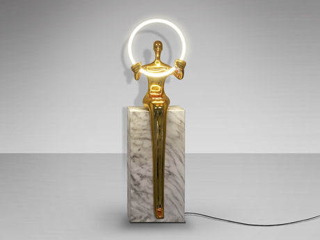 Lámpara de pie escultura Schuller El Aro LED 1 luz oro brillo y blanco 3000K 160cm vista 3