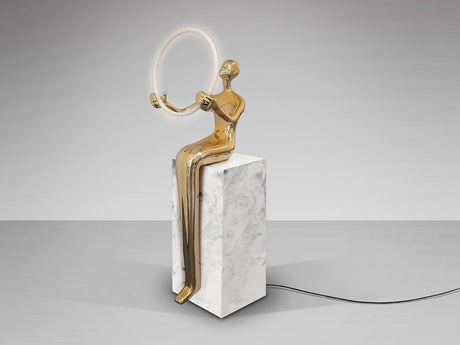 Lámpara de pie escultura Schuller El Aro LED 1 luz oro brillo y blanco 3000K 160cm vista 4