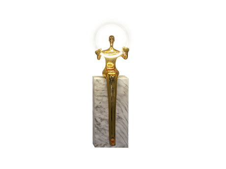 Lámpara de pie escultura Schuller El Aro LED 1 luz oro brillo y blanco 3000K 160cm ambiente