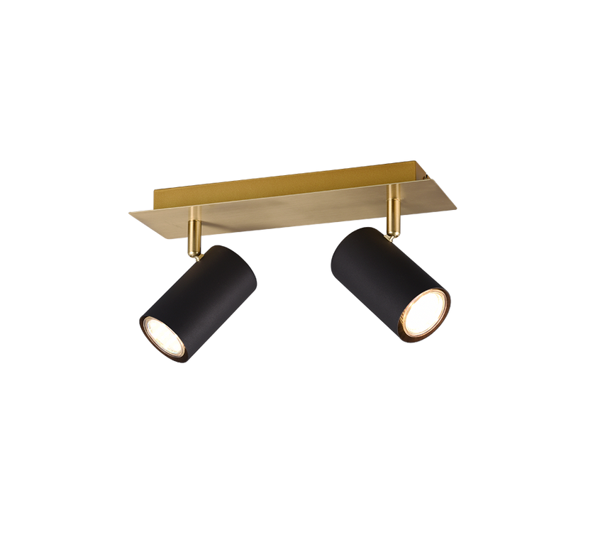 Foco Trio Marley 2 luces negro y dorado 8