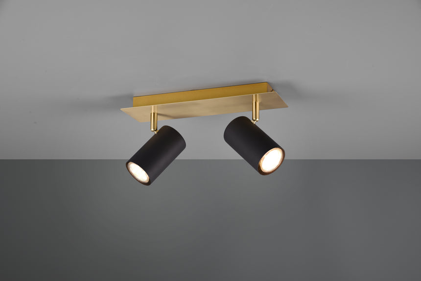 Foco Trio Marley 2 luces negro y dorado 8