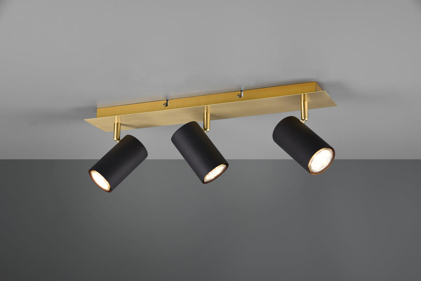 Foco Trio Marley 3 luces negro y dorado 48cm 8