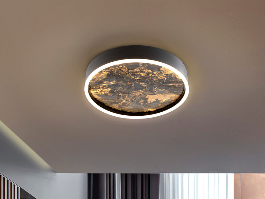 Plafón Schuller Stone LED negro y gris CCT Ø40cm 803120