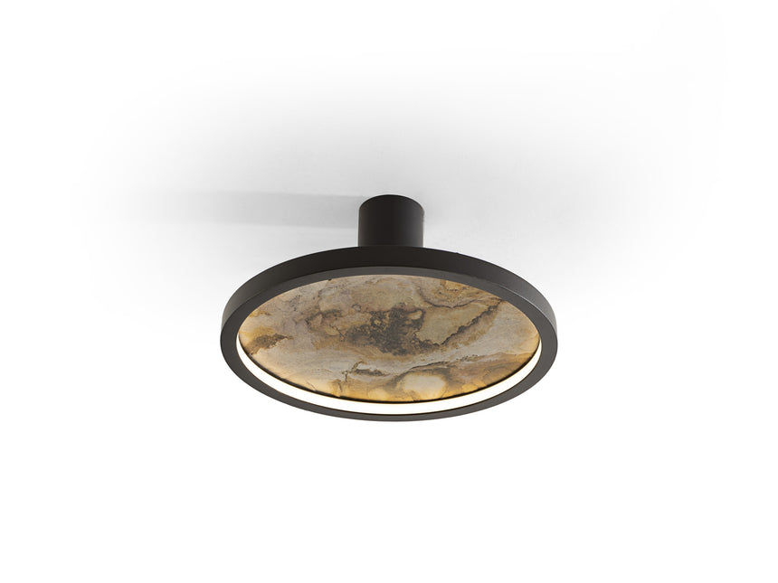Plafón/Aplique de pared Schuller Stone LED negro y gris CCT Ø32cm ambiente