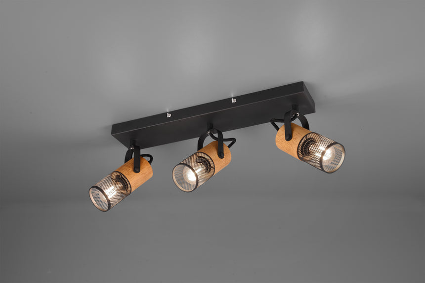 Foco Trio Tosh 3 luces negro mate 44cm 8