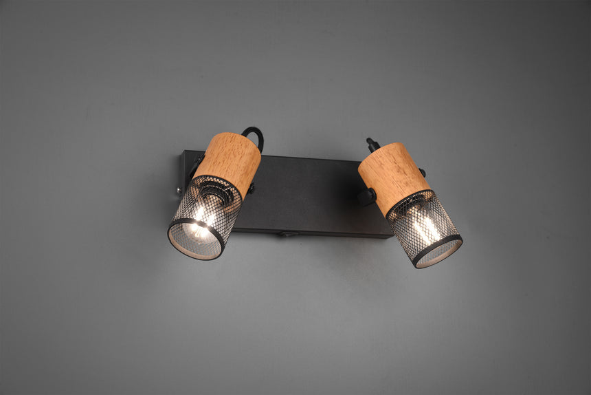 Foco Trio Tosh 2 luces negro mate 8