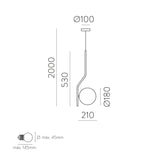 ACB Maui Lámpara de techo colgante 8163/1 Opal/Oro Viejo Mate, LED E27 15W, , (E27 max. Ø45 mm) C81631O