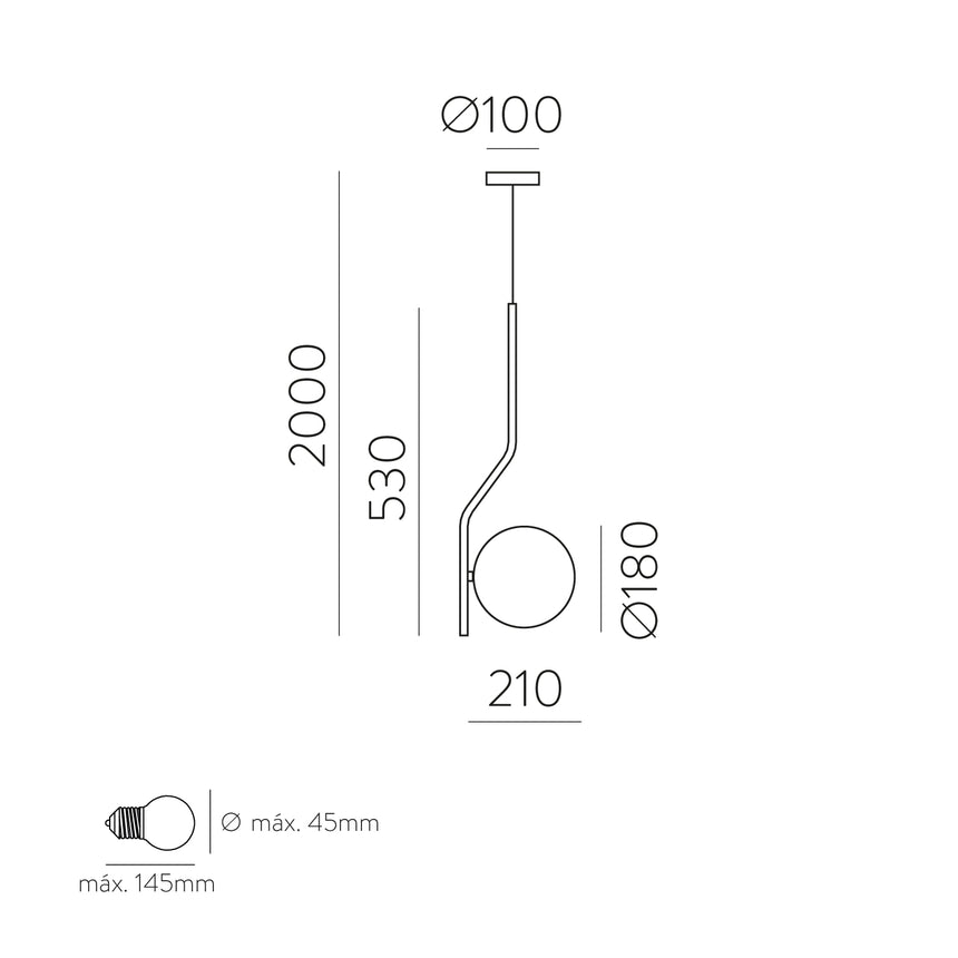 ACB Maui Colgante bola 8163/1 Opal/Oro Viejo Mate, LED E27 15W, CL.I, (E27 max. Ø45 mm)