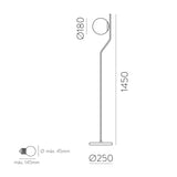 ACB Maui Lámpara de pie 8163/1 Opal/Negro Mate, LED E27 15W, I, (E27 max. Ø45 mm) H81631N