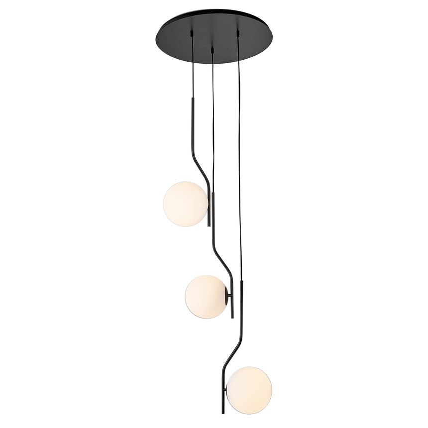 ACB Maui Colgante 8163/3 Opal/Negro Mate, LED E27 3x15W, CL.I, (E27 max. Ø45 mm) C81633N