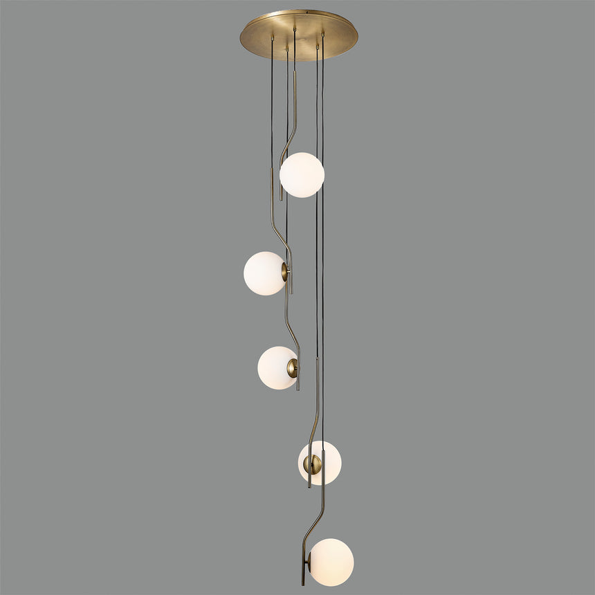 ACB Maui Lámpara de techo colgante opal/oro viejo mate LED 5x E27 C816352O