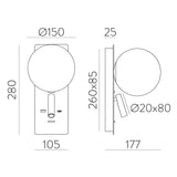 Lámpara de pared aplique ACB Kin negro Texturado/Opal A8169291N