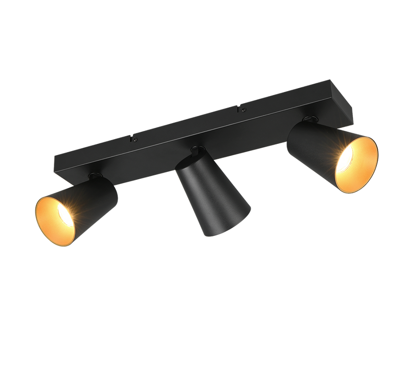 Regleta de focos Sharp Trio negro, dorado 3 luces GU10 817100332