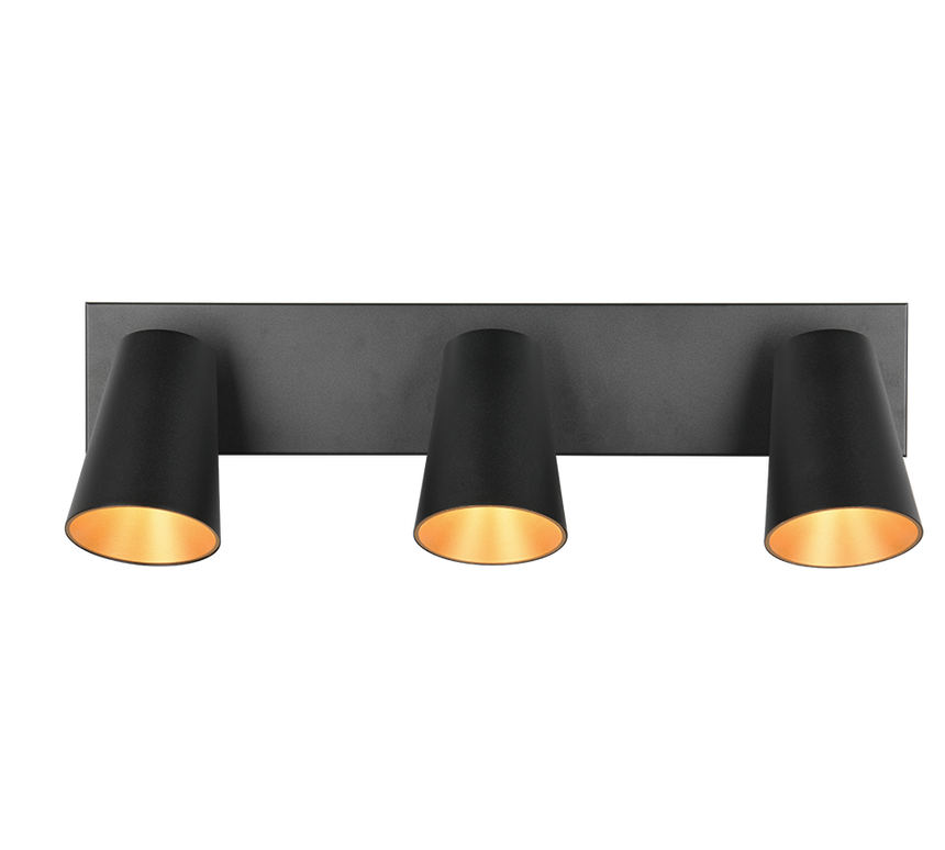 Regleta de focos Sharp Trio negro, dorado 3 luces GU10 817100332
