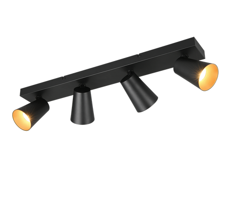 Regleta de focos Sharp Trio negro, dorado 4 luces GU10 817100432