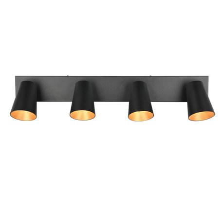 Regleta de focos Sharp Trio negro, dorado 4 luces GU10 817100432