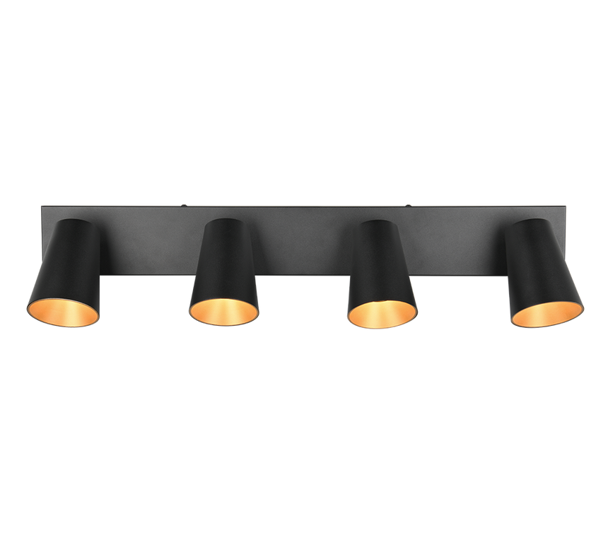 Regleta de focos Sharp Trio negro, dorado 4 luces GU10 817100432