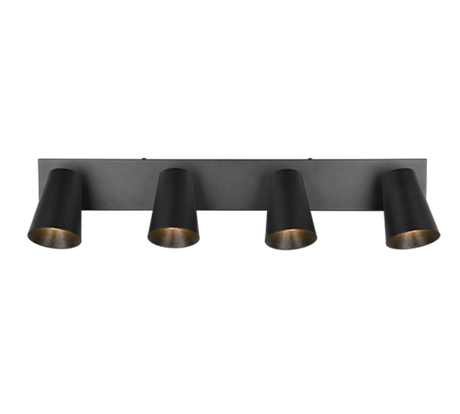 Regleta de focos Sharp Trio negro, dorado 4 luces GU10 817100432