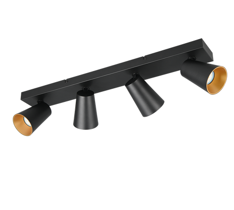 Regleta de focos Sharp Trio negro, dorado 4 luces GU10 817100432