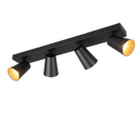 Regleta de focos Trio Sharp dorado 4 luces GU10 negro y dorado — ref. 817100432 (1)