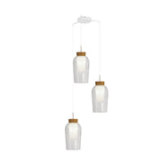 Mantra Nora Lámpara de techo colgante 3 luces blanco/madera 8276