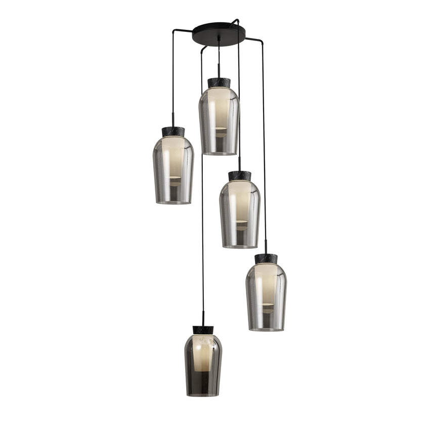 Mantra Nora Lámpara de techo colgante 5 luces negro mármol 8283