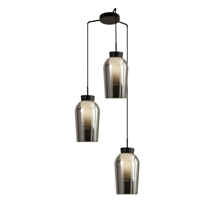 Mantra Nora Lámpara de techo colgante 3 luces negro/Mármol 8284